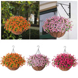 Maxbell Hanging Artificial Flowers Basket Ornament Plant Hanger for Yard Lawn Garden Pink