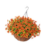 Maxbell Hanging Artificial Flowers Basket Ornament Plant Hanger for Yard Lawn Garden Orange