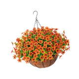 Maxbell Hanging Artificial Flowers Basket Ornament Plant Hanger for Yard Lawn Garden Orange