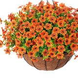 Maxbell Hanging Artificial Flowers Basket Ornament Plant Hanger for Yard Lawn Garden Orange