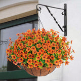 Maxbell Hanging Artificial Flowers Basket Ornament Plant Hanger for Yard Lawn Garden Orange