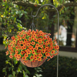 Maxbell Hanging Artificial Flowers Basket Ornament Plant Hanger for Yard Lawn Garden Orange