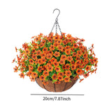 Maxbell Hanging Artificial Flowers Basket Ornament Plant Hanger for Yard Lawn Garden Orange