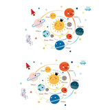 Maxbell 2Pcs Solar System Wall Stickers Cartoon Walls Decals for Background Playroom