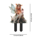 Maxbell Outdoor Garden Stake 2D Ornament Yard Sign for Front Porch Pathway Gardening Fairy with Lamp