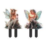 Maxbell Outdoor Garden Stake 2D Ornament Yard Sign for Front Porch Pathway Gardening Fairy with Lamp