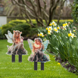 Maxbell Outdoor Garden Stake 2D Ornament Yard Sign for Front Porch Pathway Gardening Fairy with Lamp