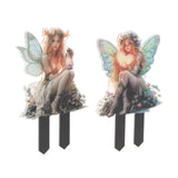 Maxbell Outdoor Garden Stake 2D Ornament Yard Sign for Front Porch Pathway Gardening Fairy with Lamp