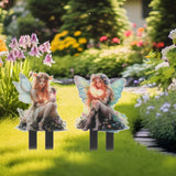 Maxbell Outdoor Garden Stake 2D Ornament Yard Sign for Front Porch Pathway Gardening Fairy with Lamp