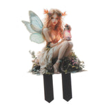 Maxbell Outdoor Garden Stake 2D Ornament Yard Sign for Front Porch Pathway Gardening Fairy with Lamp