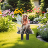 Maxbell Outdoor Garden Stake 2D Ornament Yard Sign for Front Porch Pathway Gardening Fairy with Lamp