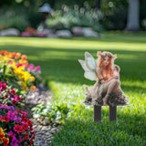 Maxbell Outdoor Garden Stake 2D Ornament Yard Sign for Front Porch Pathway Gardening Fairy with Lamp