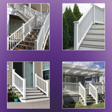 Maxbell 2x3.5inch Vinyl Stair Rail Handrail Bracket White Accessory Angled Connector 2pcs