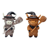 Maxbell Highland Cow Statue Resin Decorative Ornament for Home Bookshelf Living Room White