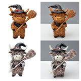Maxbell Highland Cow Statue Resin Decorative Ornament for Home Bookshelf Living Room White