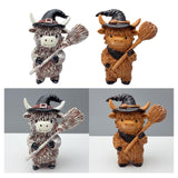 Maxbell Highland Cow Statue Resin Decorative Ornament for Home Bookshelf Living Room White