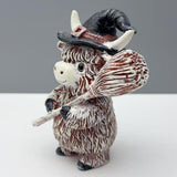 Maxbell Highland Cow Statue Resin Decorative Ornament for Home Bookshelf Living Room White