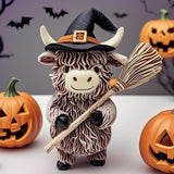 Maxbell Highland Cow Statue Resin Decorative Ornament for Home Bookshelf Living Room White