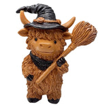 Maxbell Highland Cow Statue Resin Decorative Ornament for Home Bookshelf Living Room Brown