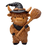 Maxbell Highland Cow Statue Resin Decorative Ornament for Home Bookshelf Living Room Brown
