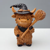 Maxbell Highland Cow Statue Resin Decorative Ornament for Home Bookshelf Living Room Brown