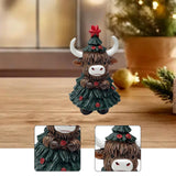 Maxbell Highland Cow Statue Collectibles Christmas Decor for Living Room Home Office