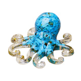 Maxbell Crystal Gravel Octopus Figurine Collectible Sea Animal for Home Living Room Blue Turquoise