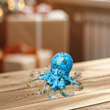 Maxbell Crystal Gravel Octopus Figurine Collectible Sea Animal for Home Living Room Blue Turquoise