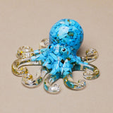 Maxbell Crystal Gravel Octopus Figurine Collectible Sea Animal for Home Living Room Blue Turquoise