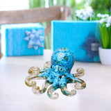 Maxbell Crystal Gravel Octopus Figurine Collectible Sea Animal for Home Living Room Blue Turquoise
