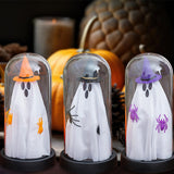 Maxbell Light up Ghost in Cloche Halloween Ghost with Light for Table Shelf Tabletop yellow hat