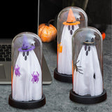 Maxbell Light up Ghost in Cloche Halloween Ghost with Light for Table Shelf Tabletop yellow hat