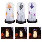 Maxbell Light up Ghost in Cloche Halloween Ghost with Light for Table Shelf Tabletop yellow hat