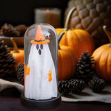 Maxbell Light up Ghost in Cloche Halloween Ghost with Light for Table Shelf Tabletop yellow hat