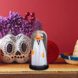 Maxbell Light up Ghost in Cloche Halloween Ghost with Light for Table Shelf Tabletop yellow hat