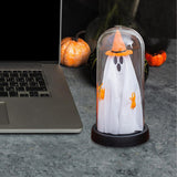 Maxbell Light up Ghost in Cloche Halloween Ghost with Light for Table Shelf Tabletop yellow hat