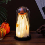 Maxbell Light up Ghost in Cloche Halloween Ghost with Light for Table Shelf Tabletop yellow hat