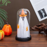Maxbell Light up Ghost in Cloche Halloween Ghost with Light for Table Shelf Tabletop yellow hat