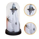 Maxbell Light up Ghost in Cloche Halloween Ghost with Light for Table Shelf Tabletop black hat