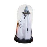 Maxbell Light up Ghost in Cloche Halloween Ghost with Light for Table Shelf Tabletop black hat