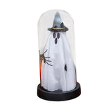 Maxbell Light up Ghost in Cloche Halloween Ghost with Light for Table Shelf Tabletop black hat