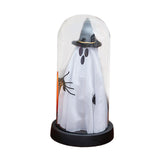 Maxbell Light up Ghost in Cloche Halloween Ghost with Light for Table Shelf Tabletop black hat