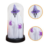 Maxbell Light up Ghost in Cloche Halloween Ghost with Light for Table Shelf Tabletop violet hat