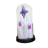 Maxbell Light up Ghost in Cloche Halloween Ghost with Light for Table Shelf Tabletop violet hat