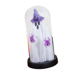 Maxbell Light up Ghost in Cloche Halloween Ghost with Light for Table Shelf Tabletop violet hat