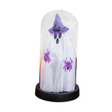 Maxbell Light up Ghost in Cloche Halloween Ghost with Light for Table Shelf Tabletop violet hat