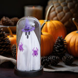 Maxbell Light up Ghost in Cloche Halloween Ghost with Light for Table Shelf Tabletop violet hat