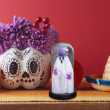 Maxbell Light up Ghost in Cloche Halloween Ghost with Light for Table Shelf Tabletop violet hat