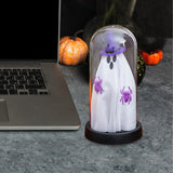 Maxbell Light up Ghost in Cloche Halloween Ghost with Light for Table Shelf Tabletop violet hat