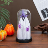 Maxbell Light up Ghost in Cloche Halloween Ghost with Light for Table Shelf Tabletop violet hat